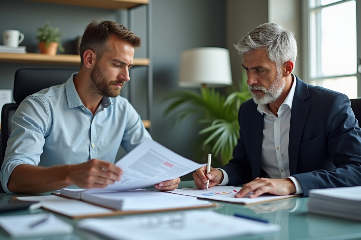 Conseiller financier expliquant la declaration de pret immobilier