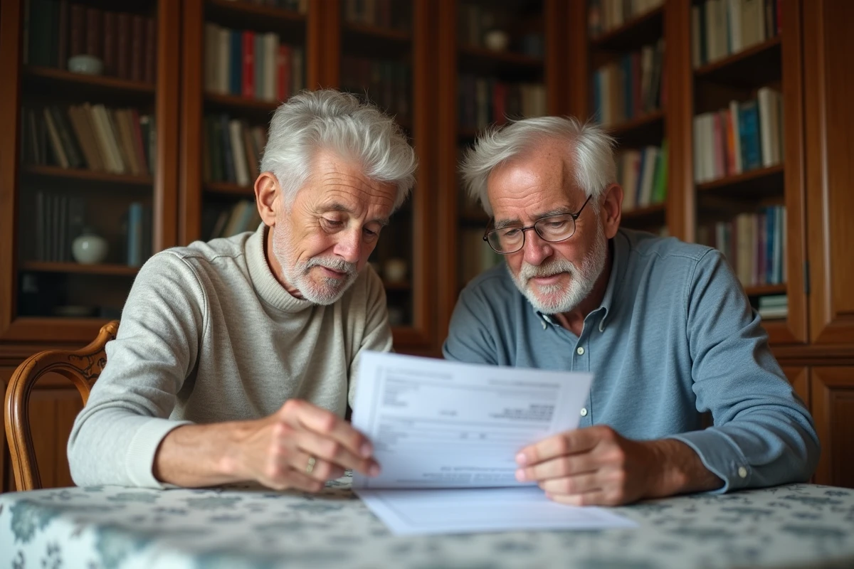 Couple de seniors examinant ensemble un relevé de compte pour repérer des transactions frauduleuses