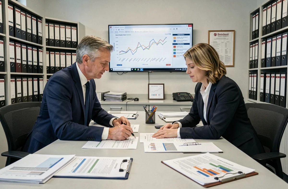 Experts-comptables d'Expertys-Omega à Bordeaux travaillant sur des documents de conseil fiscal et de défiscalisation