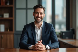 Homme d'affaires confiant dans un bureau moderne